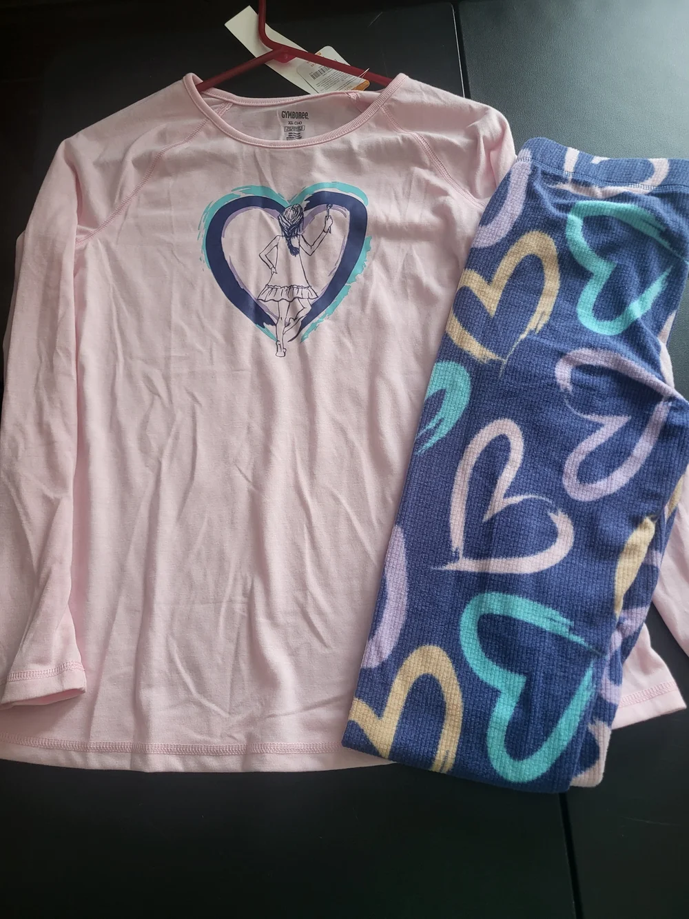 Girls Gymboree Size 14 (XL) 2 Piece Pink And Blue Pajama Set